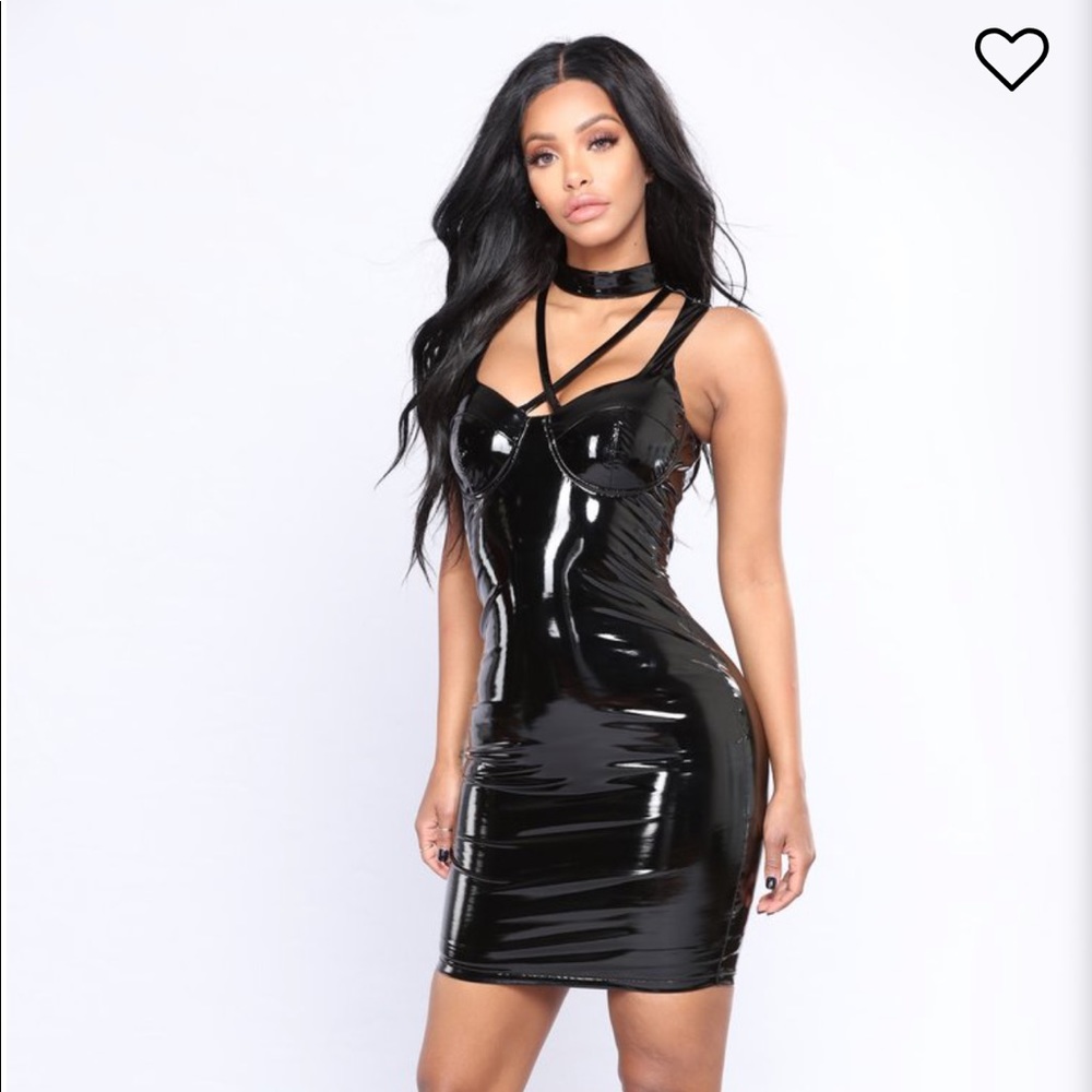 Black latex size small dress
